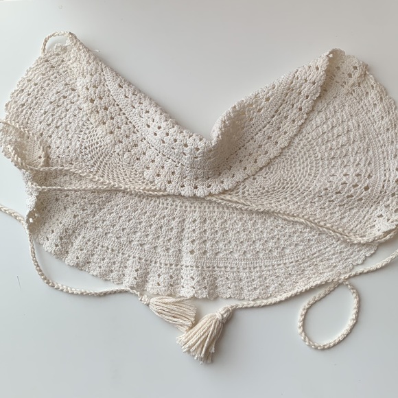 Cropped Cream Crocheted Top Repurposed From a doilie - Picture 4 of 4